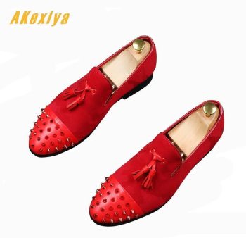 Newest Men's Designer fashion Rivet tassel Oxfords Slip-on shoes - Image 2