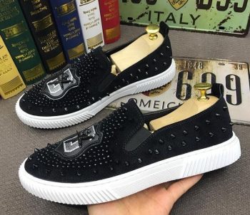 Newest Trendy rhinestone Studded Rivet Spike flats Casual Shoes for men - Image 2