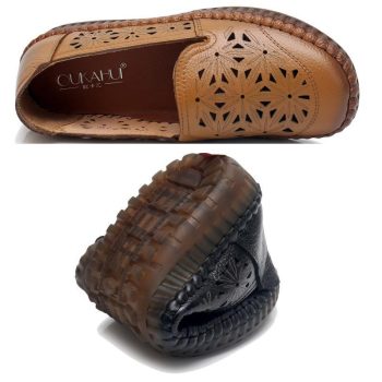 Fit Wide Foot Handmade Genuine Leather Flat Shoes - Image 6