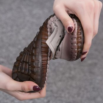 Fit Wide Foot Handmade Genuine Leather Flat Shoes - Image 5