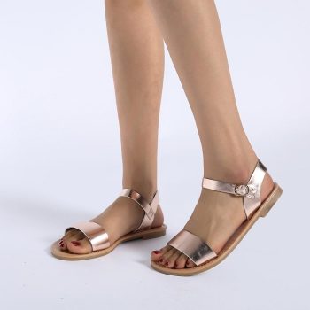 Women's Sandals Solid Color PU Leather Sandals - Image 2