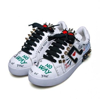 Women Flat Heels Genuine Leather Lace Up Rivets Cow Leather Comfortable Shoes - Image 7