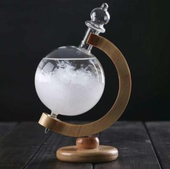 Storm Glass Weather Predicting Forecast Bottle Crystal Desktop Barometer With Wooden Base