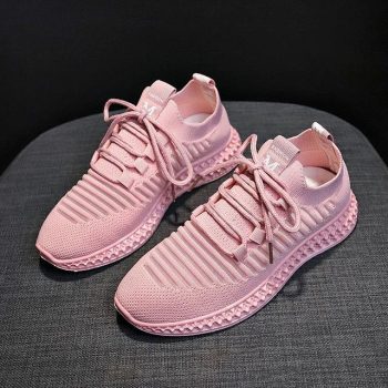 Sneakers Women Breathable Air Mesh Pink Green Platform Shoes - Image 8
