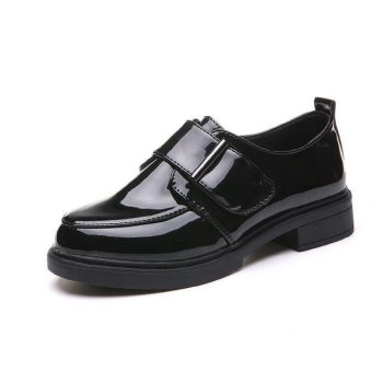 Women Shoes Loafers Patent Leather Low Heels Hook & Loop Footwear