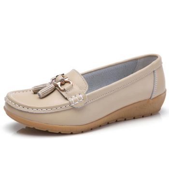 Women Big size 4.5-12 Genuine leather Slip on shoes for Women Loafers - Image 13