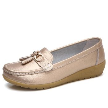 Women Big size 4.5-12 Genuine leather Slip on shoes for Women Loafers - Image 2