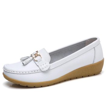 Women Big size 4.5-12 Genuine leather Slip on shoes for Women Loafers
