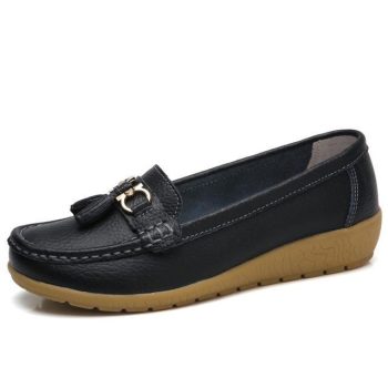 Women Big size 4.5-12 Genuine leather Slip on shoes for Women Loafers - Image 8