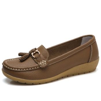 Women Big size 4.5-12 Genuine leather Slip on shoes for Women Loafers - Image 7