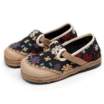 Slowflake Embroidered Women Linen Cotton Espadrilles Loafers - Image 10
