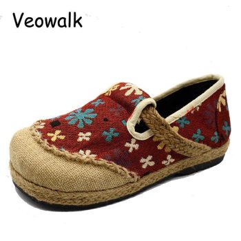Slowflake Embroidered Women Linen Cotton Espadrilles Loafers - Image 3