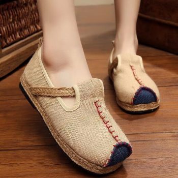 Casual Plain Linen Cotton Loafers - Image 9