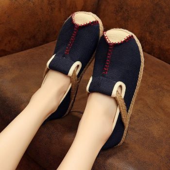 Casual Plain Linen Cotton Loafers - Image 3