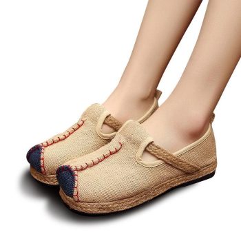 Casual Plain Linen Cotton Loafers - Image 4