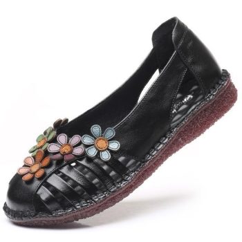 Genuine Leather Ladies Flat Woman Slip On Casual Loafers - Image 7