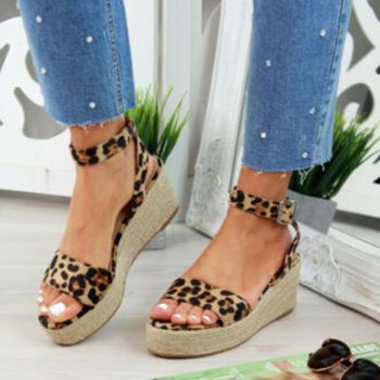 Fashion Women Sandal Wedges Shoes Leopard Casual Woman Peep Toe Platform Sandals - Image 8