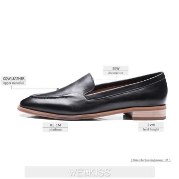New Arrival Genuine Leather Women Flats Slip On Square Toe Sewing Footwear - Image 3