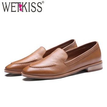 New Arrival Genuine Leather Women Flats Slip On Square Toe Sewing Footwear - Image 2