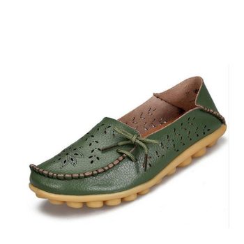 Genuine Leather Flat Shoes women Gommino Moccasin Loafers - Image 11