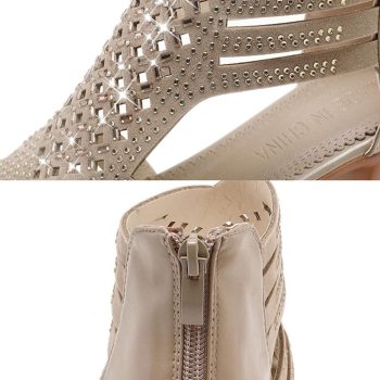 Women Fashion Crystal Hollow Out Peep Toe Wedges Sandals - Image 7
