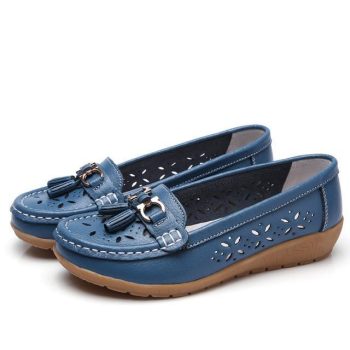 Women Genuine Leather Shoes Plus Size 35-43 Loafers - Image 7