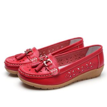 Women Genuine Leather Shoes Plus Size 35-43 Loafers - Image 14