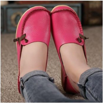 Genuine Leather Shoes Woman Loafers - Image 4