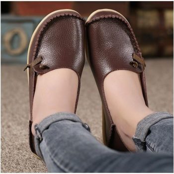 Genuine Leather Shoes Woman Loafers - Image 6