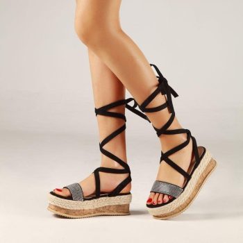 Women Gladiator Sandals Ankle Strap Sandals Cross-tied Platform Sandals - Image 4