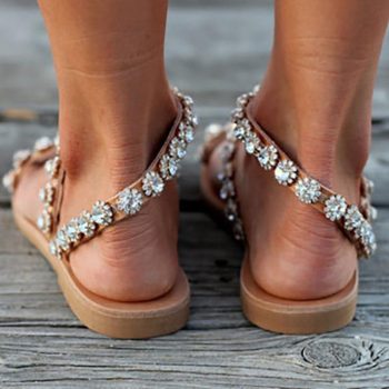 Women Sandals Bling Crystal Shoes Woman Beach Flat Sandals - Image 6
