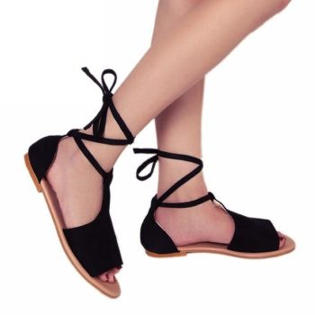 Women Sandals Fashion Gladiator Shoes Woman Faux Suede Flat Sandals - Image 8