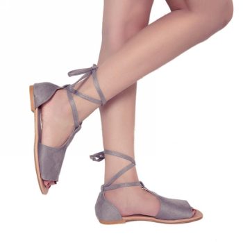 Women Sandals Fashion Gladiator Shoes Woman Faux Suede Flat Sandals - Image 6