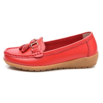 Women shoes mother shoes woman flats soft bottom genuine leather ladies ballet loafers - Image 3