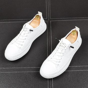 Youth fashion Men luxury designer white Causal Loafers flat platform shoes - Image 3