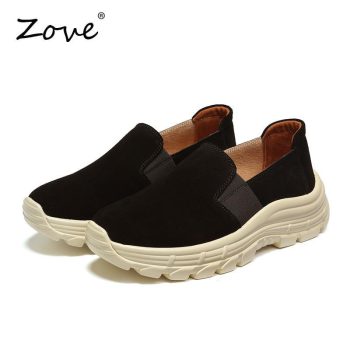 Women Loafers Flats Shoes On Platform Sneakers Casual Suede Moccasin Shoes - Image 3
