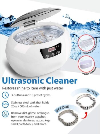 Ultrasonic Cleaner Digital Electronic Sonic Jewelry Ring Eyeglass Cleaner - Image 3