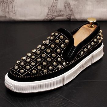 high quality Men luxury Round toe rivet platform loafers Casual Flats Shoes