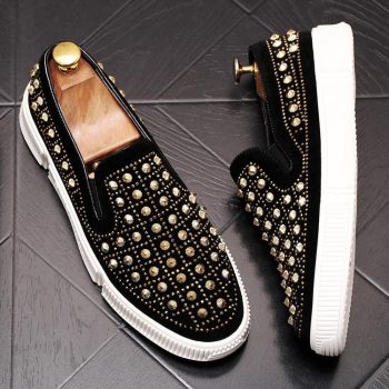 high quality Men luxury Round toe rivet platform loafers Casual Flats Shoes - Image 5