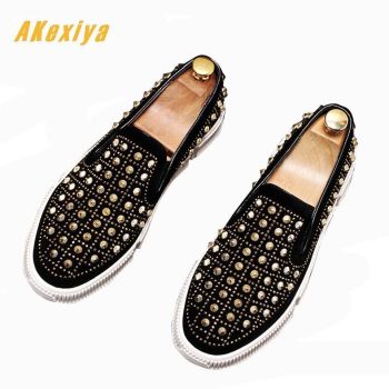 high quality Men luxury Round toe rivet platform loafers Casual Flats Shoes - Image 2