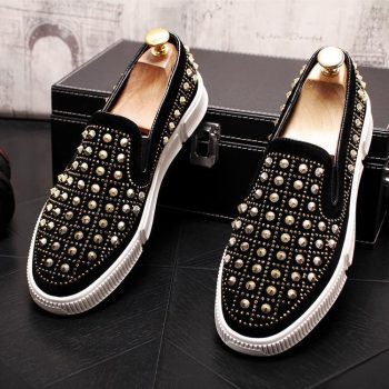 high quality Men luxury Round toe rivet platform loafers Casual Flats Shoes - Image 6