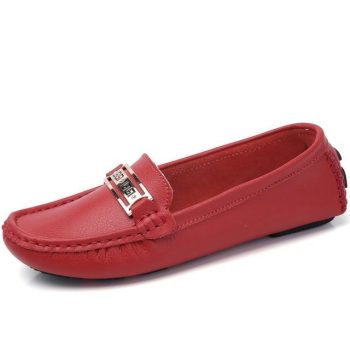 Women genuine leather ballet flats shoes