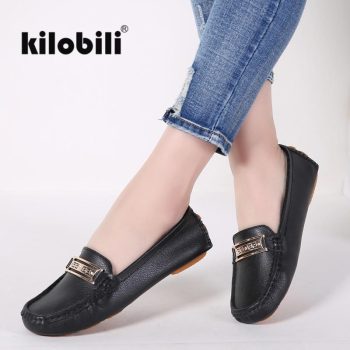 Women genuine leather ballet flats shoes - Image 2