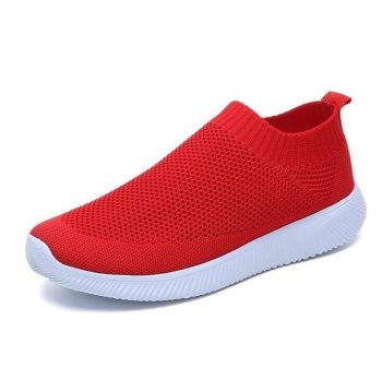 breathable air mesh sneakers women slip on platform knitting flats - Image 13