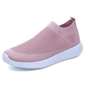 breathable air mesh sneakers women slip on platform knitting flats - Image 9