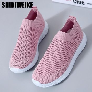 breathable air mesh sneakers women slip on platform knitting flats - Image 2
