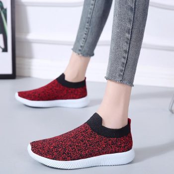 breathable air mesh sneakers women slip on platform knitting flats - Image 4