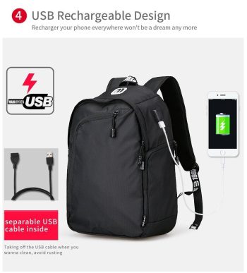 Business Casual Men's 14 Inch Laptop Backpacks for Leisure Travel Daypacking with Battery Slot for USB Charging - Image 5