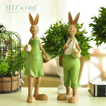 Family Rabbit Resin figurines Home Decor