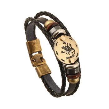Fashionable Bronze Alloy Leather Bracelet - Image 2